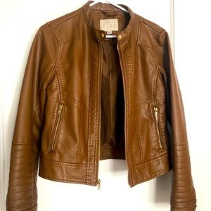 Faux brown leather jacket